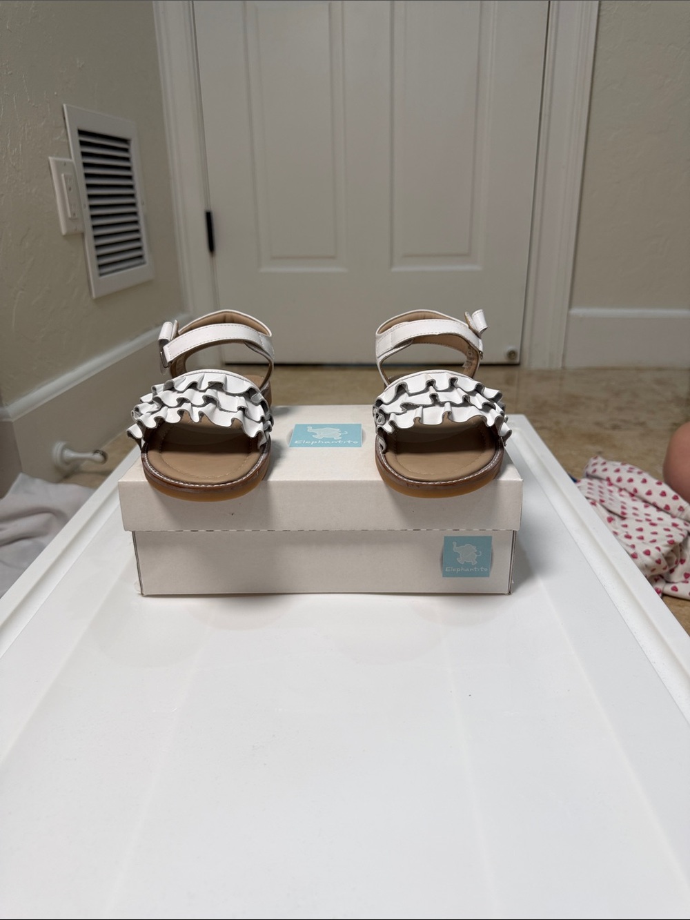 Elephantito White Ruffle Strap Baby Sandals